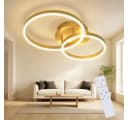 ZMH LED Deckenleuchte Dimmbar Schwarz/Gold Ringe Deckenlampe Modern 46W Wohnzimmer Bild 2