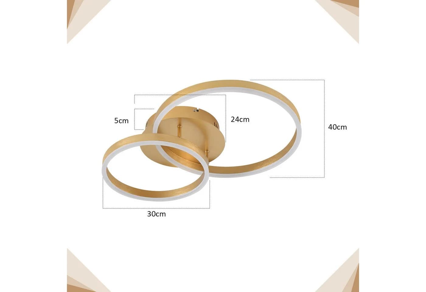 ZMH LED Deckenleuchte Dimmbar Schwarz/Gold Ringe Deckenlampe Modern 46W Wohnzimmer - Bild 3