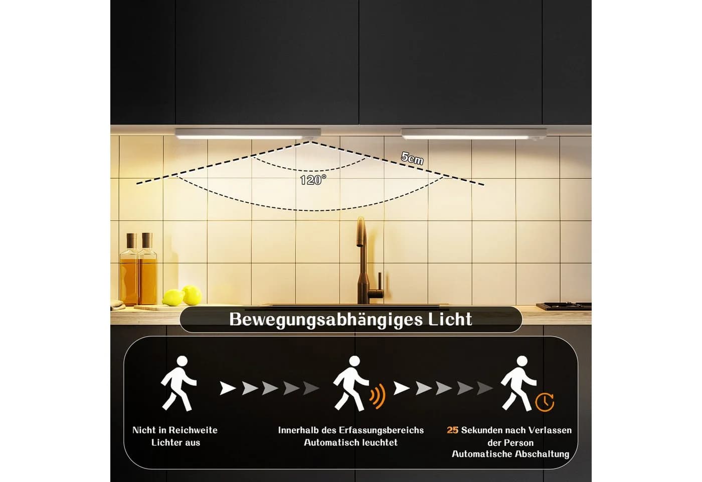 ZMH LED Unterbauleuchte mit Bewegungsmelder 20cm - Bild 4