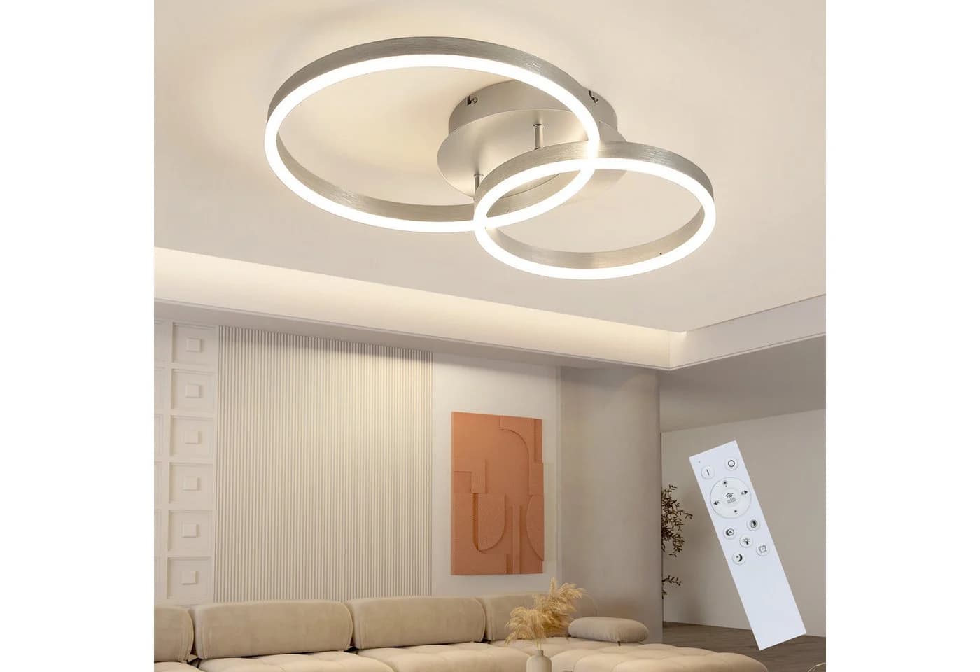 ZMH LED Deckenleuchte Dimmbar Schwarz/Gold Ringe Modern 46W - Bild 2