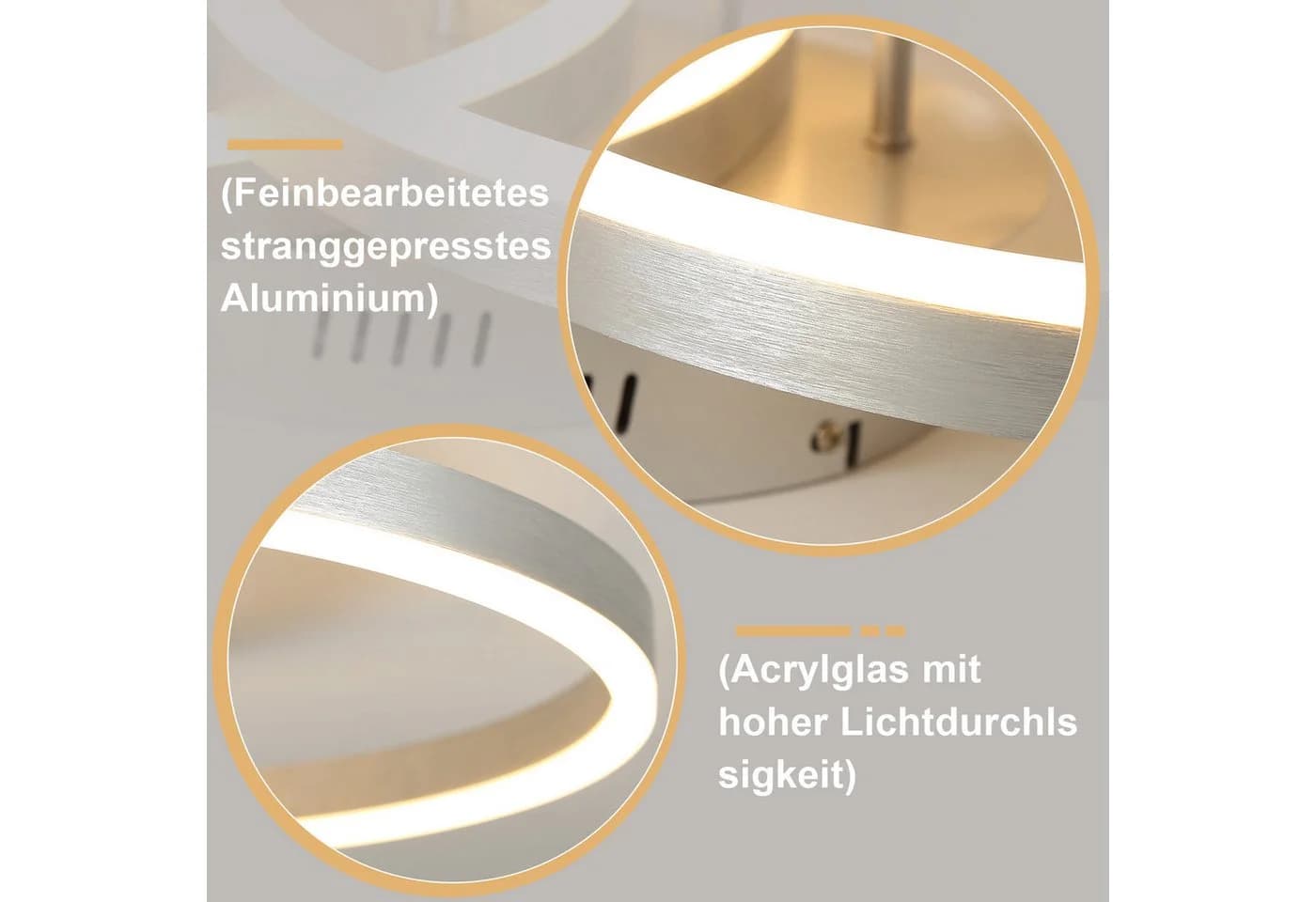 Moderne Deckenleuchte aus Aluminium und Acryl in Schwarz und Gold - Bild 4