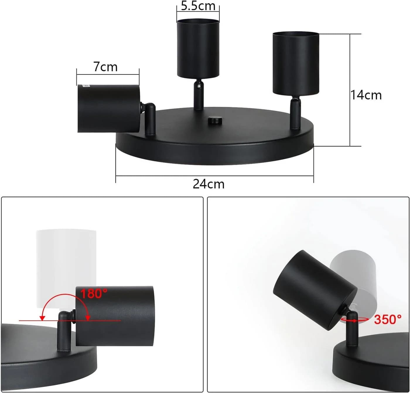 ZMH LED Deckenstrahler Modern Deckenleuchte GU10 Drehbar Wandstrahler 330° Schwenkbar Flur Einfache Installation LED fest integriert Modern Flurlampe Industrial Wandstrahler Schlafzimmer