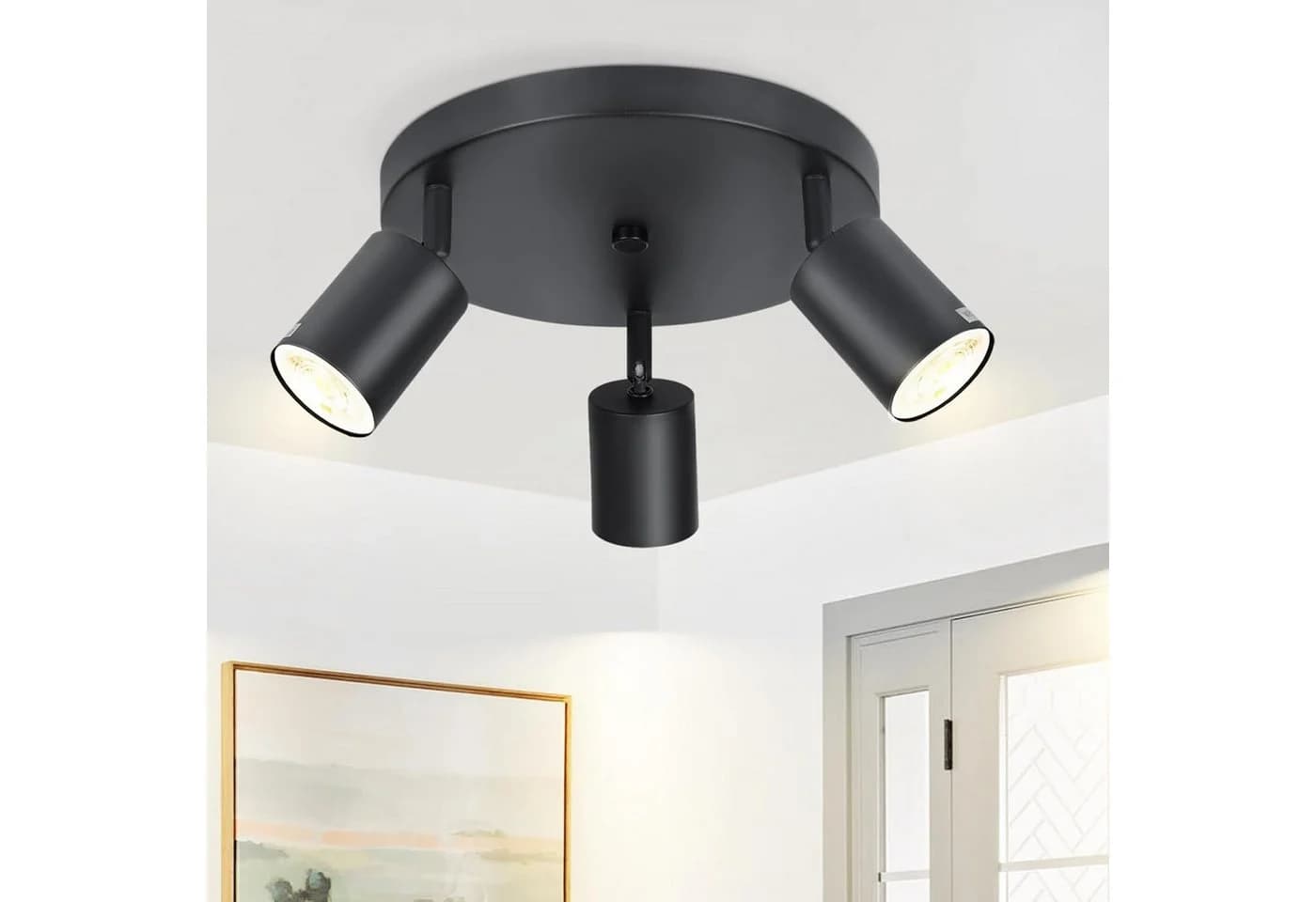 ZMH LED Deckenstrahler Modern Deckenleuchte GU10 Drehbar Wandstrahler 330° Schwenkbar Flur Einfache Installation LED fest integriert Modern Flurlampe Industrial Wandstrahler Schlafzimmer - Bild 2