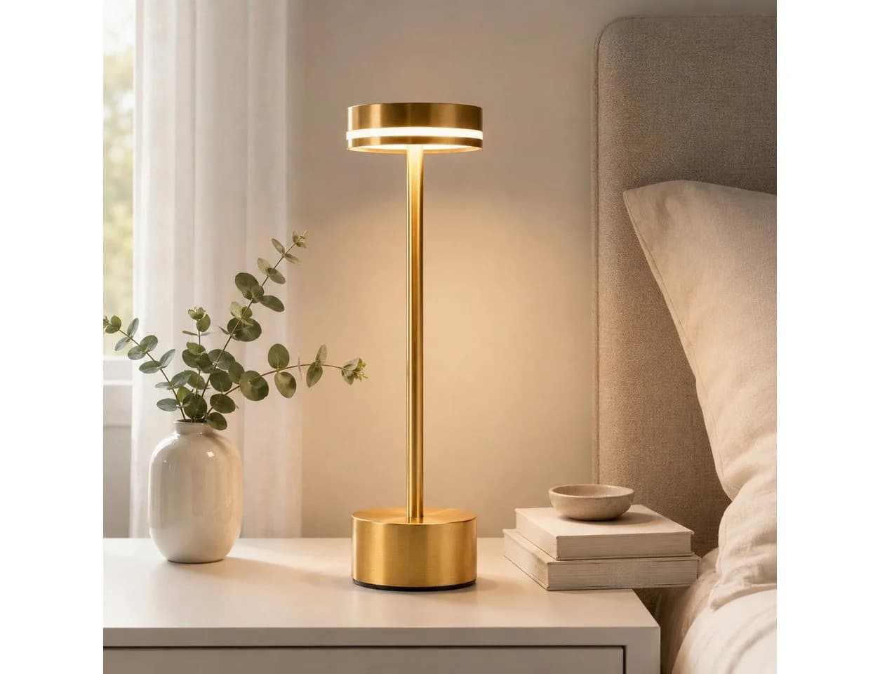 ZMH Tischleuchte Kabellos LED Nachttischlampe Akku Dimmbar Gold - Bild 2