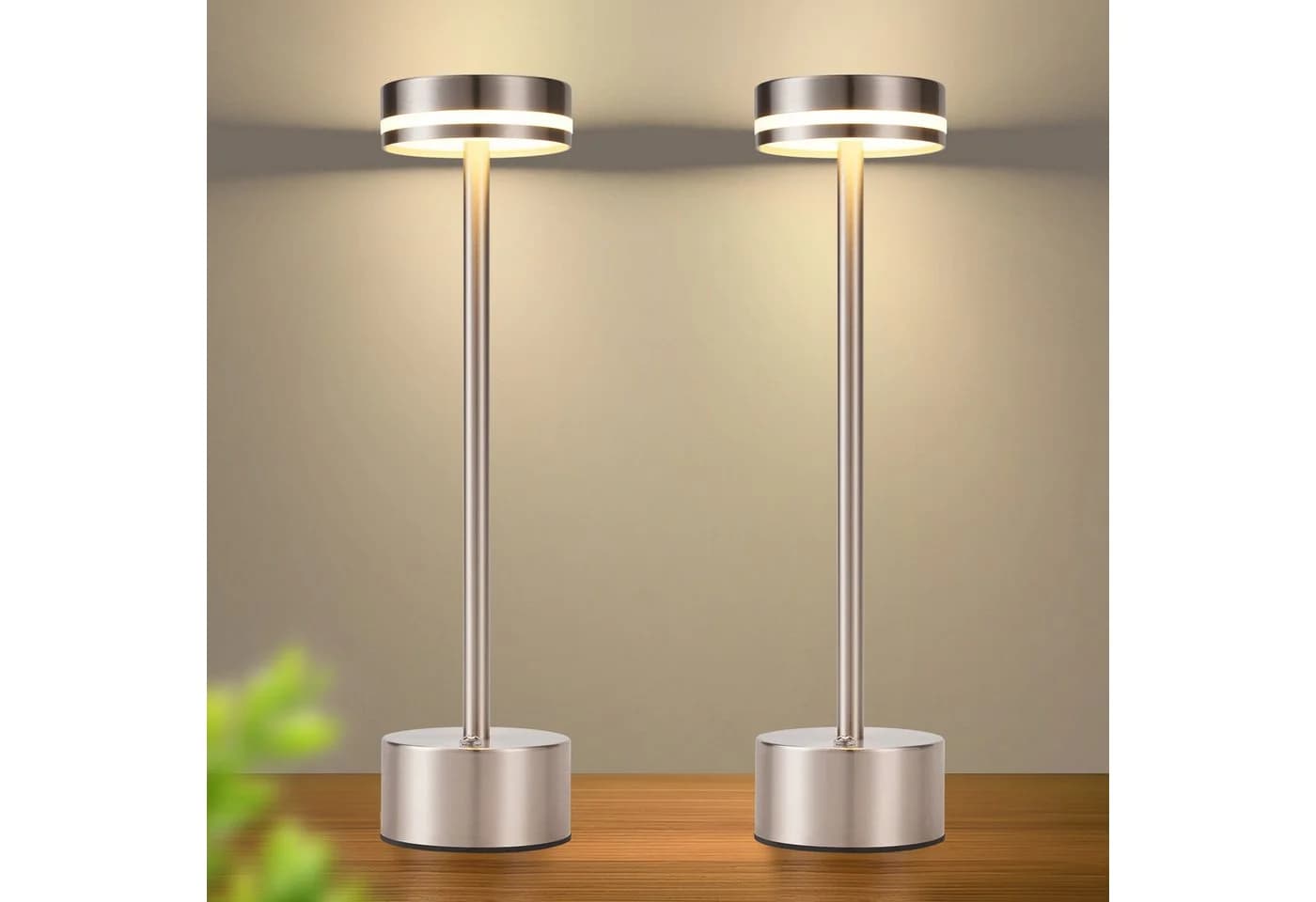 ZMH Tischleuchte Kabellos LED Nachttischlampe Akku Dimmbar Silber - Bild 2