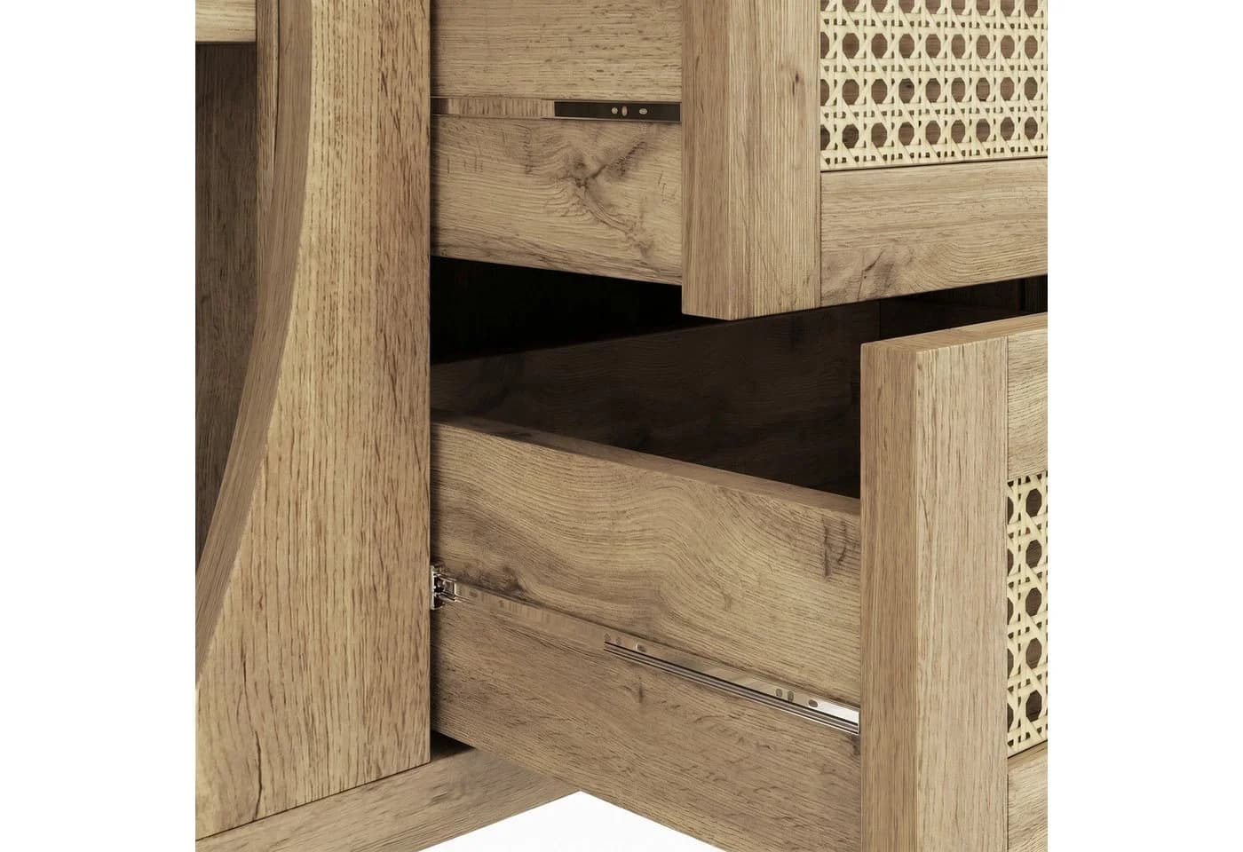 kowdom Sideboard Rattan 140 cm Walnussholz-Optik Massivholzbeine - Bild 4