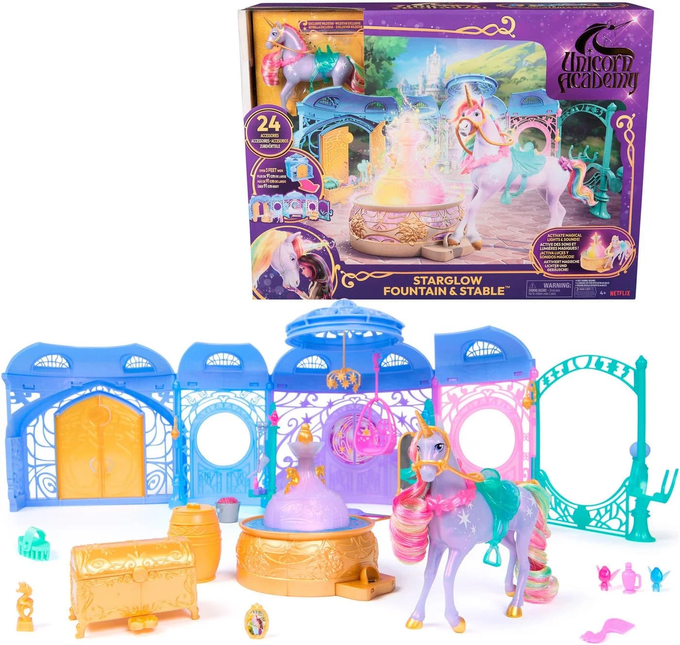 Spin Master Anziehpuppe Unicorn Academy - Stall Starglow Fountain & Stable, mit Licht und Sound - Bild 2