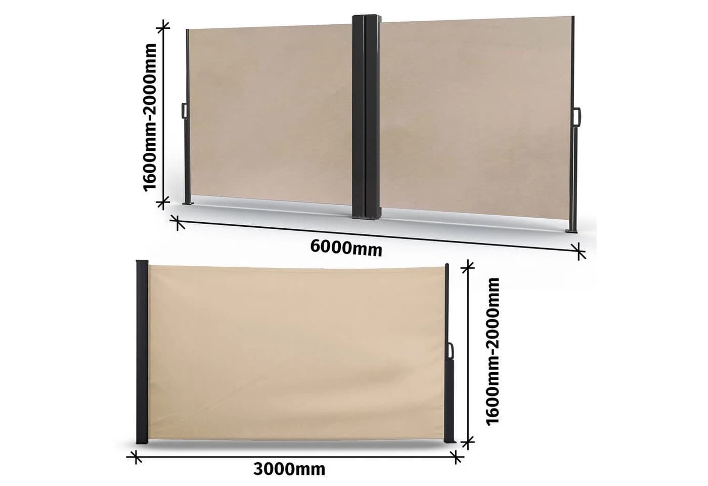 HORI Seitenmarkise Beige Ausziehbarer Sichtschutz
