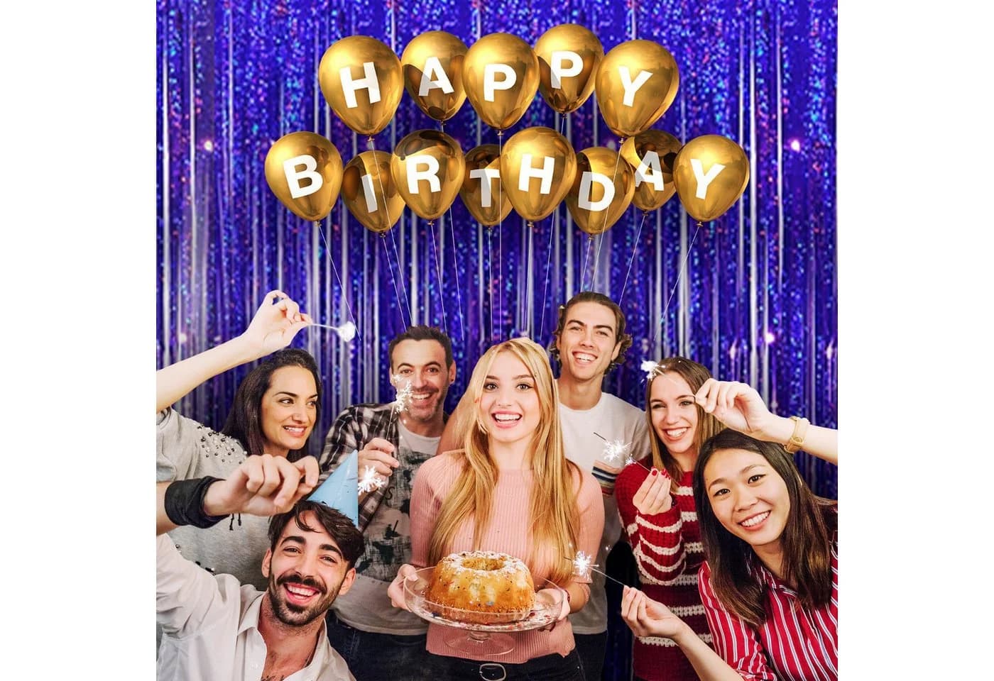 Montegoni Lametta Vorhang 2er Set Violett Glitzer Party Deko