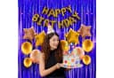 Montegoni Lametta Vorhang 2er Set Violett Glitzer Party Deko Bild 3
