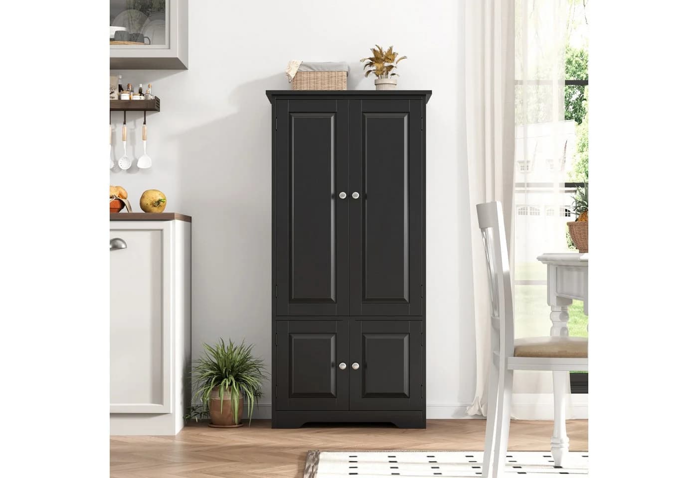 Homfa Mehrzweckschrank mit 4 Türen Schwarz - Bild 3