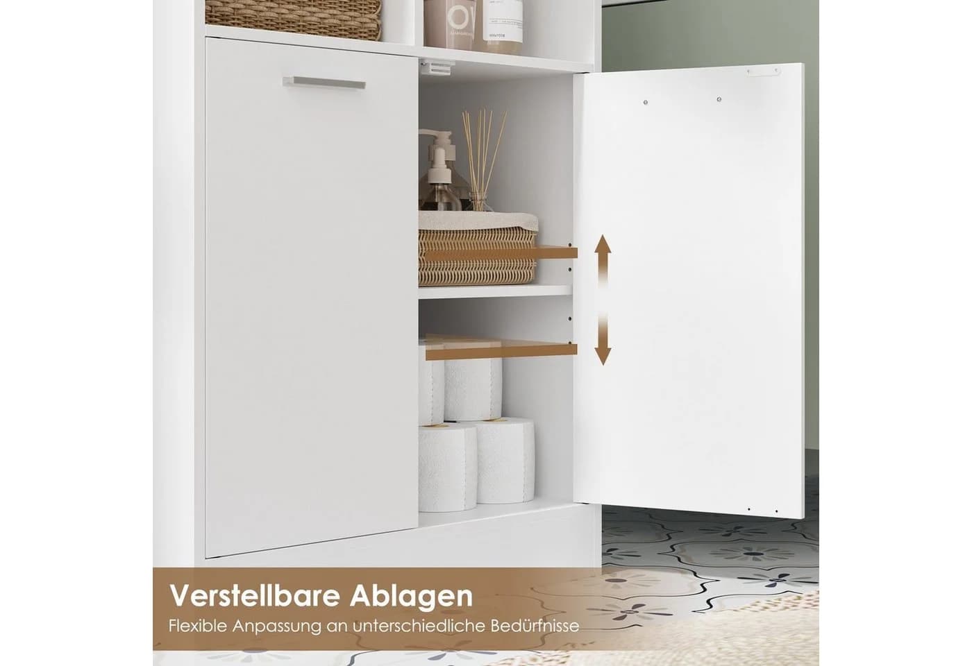 Homfa Hochschrank Weiß Holz mit Kippsicherung - Bild 5