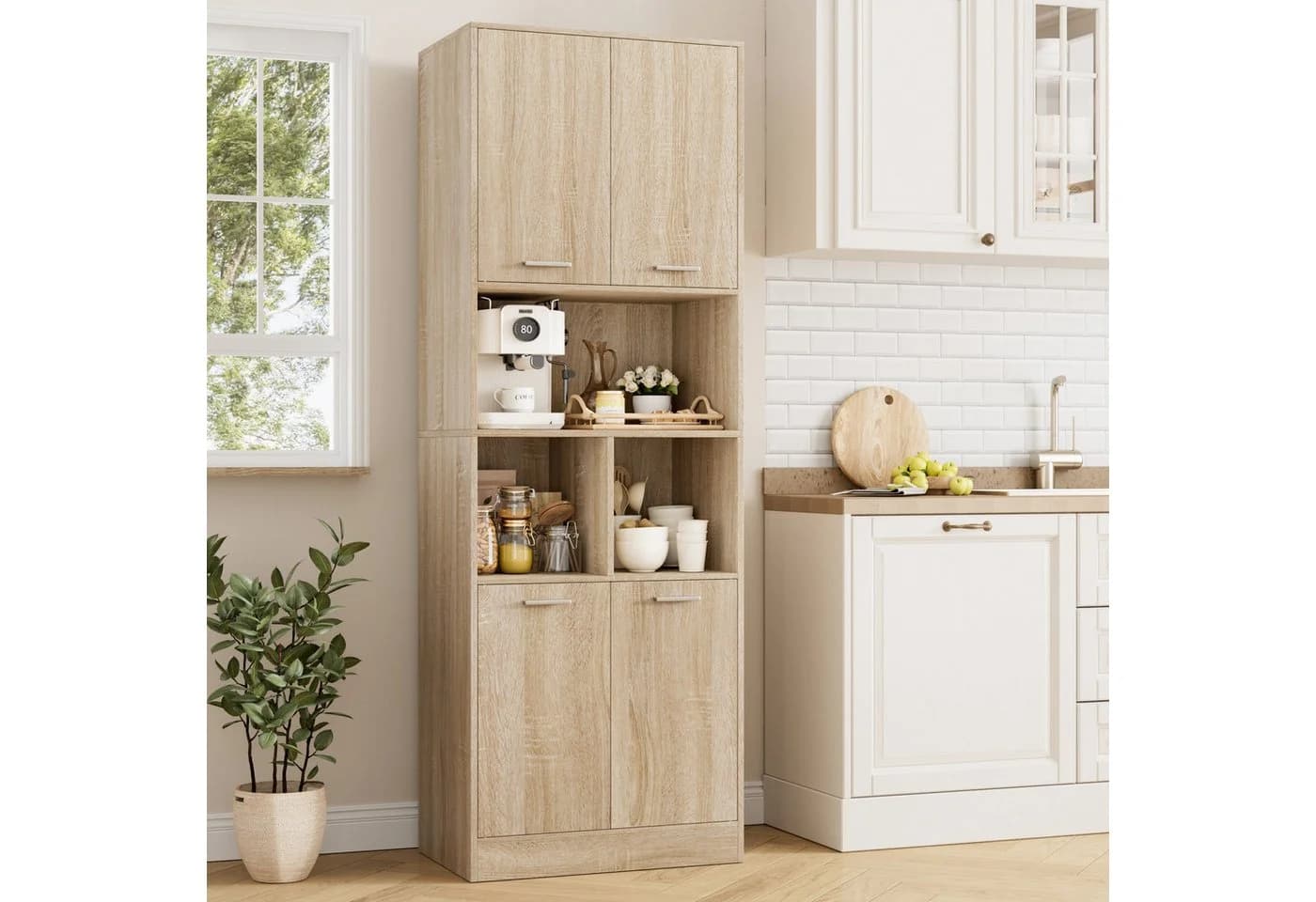 Homfa Hochschrank Badschrank 180x60x40cm Weiß