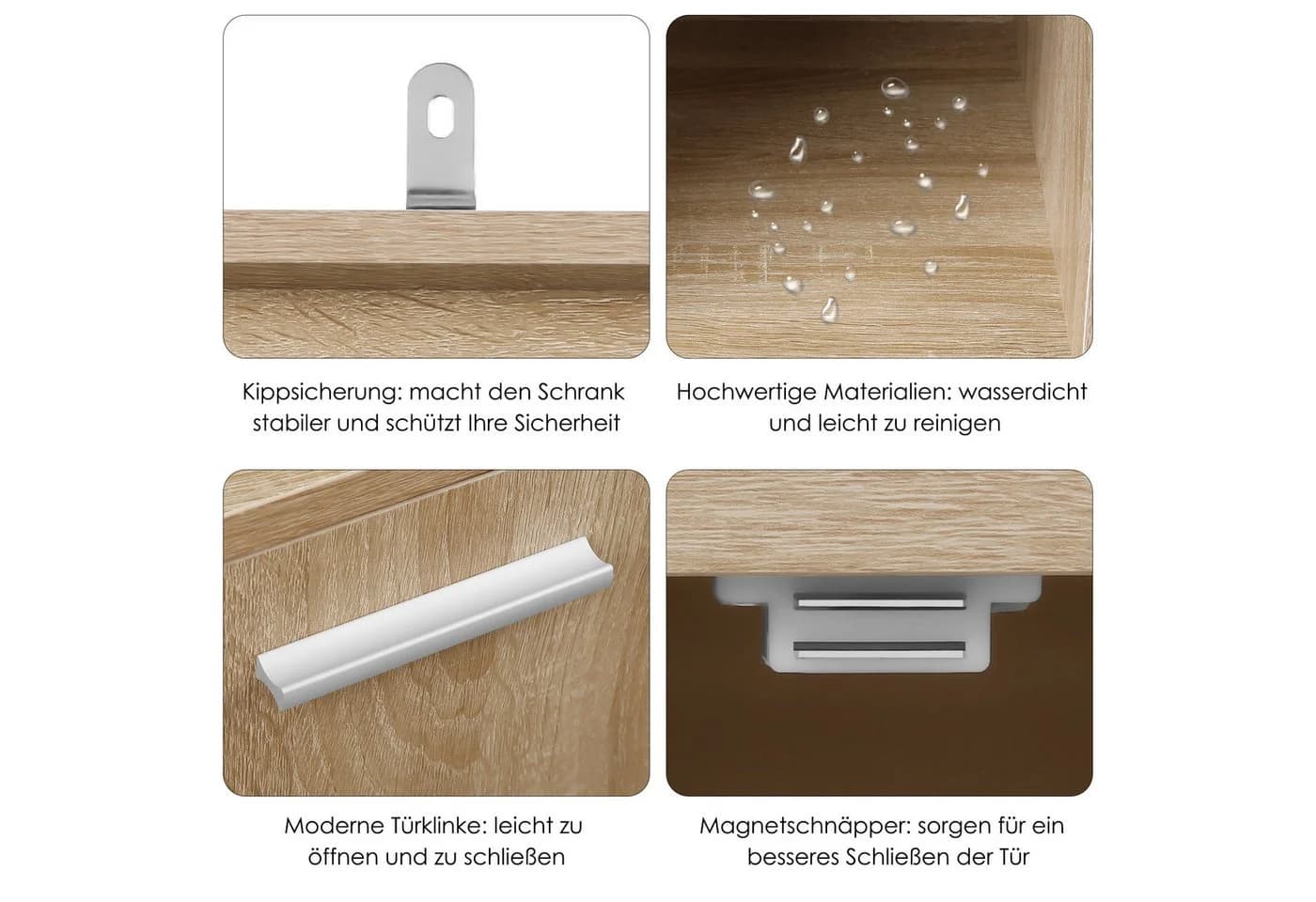 Homfa Hochschrank Badschrank 180x60x40cm Weiß - Bild 3