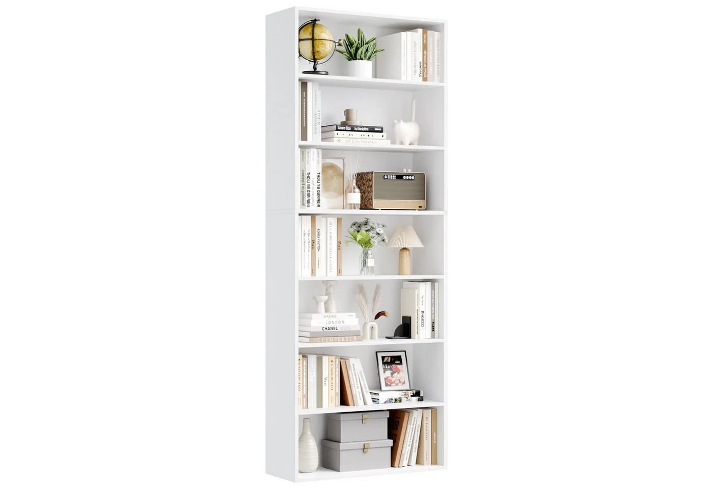 Homfa Bücherregal 210cm Standregal Bücherschrank 7 Fächer Weiß - Bild 2