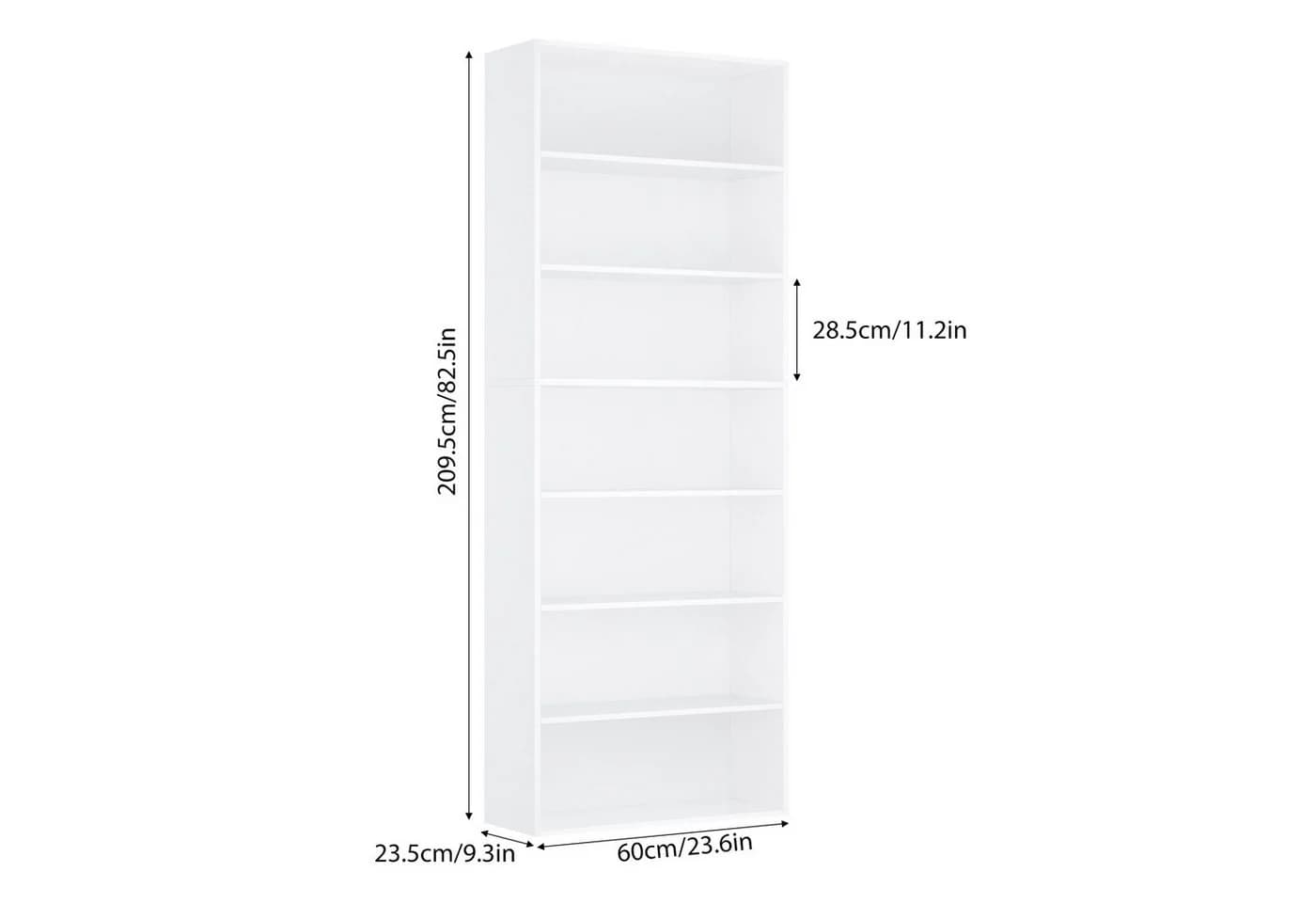 Homfa Bücherregal 210cm Standregal Bücherschrank 7 Fächer Weiß - Bild 3