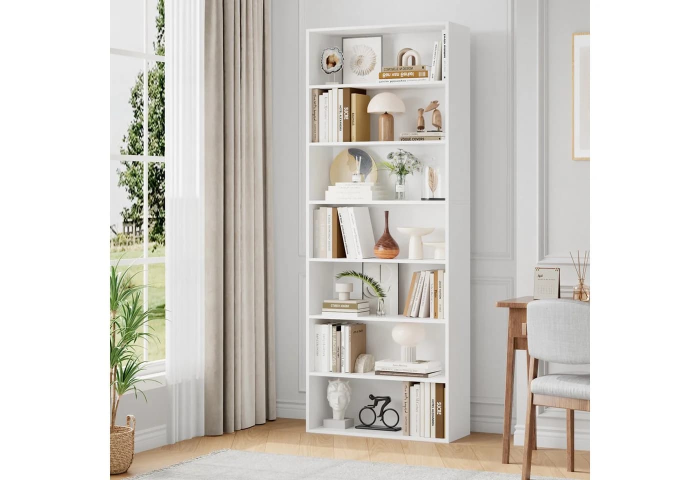 Homfa Bücherregal 210cm Standregal Bücherschrank 7 Fächer Weiß - Bild 5