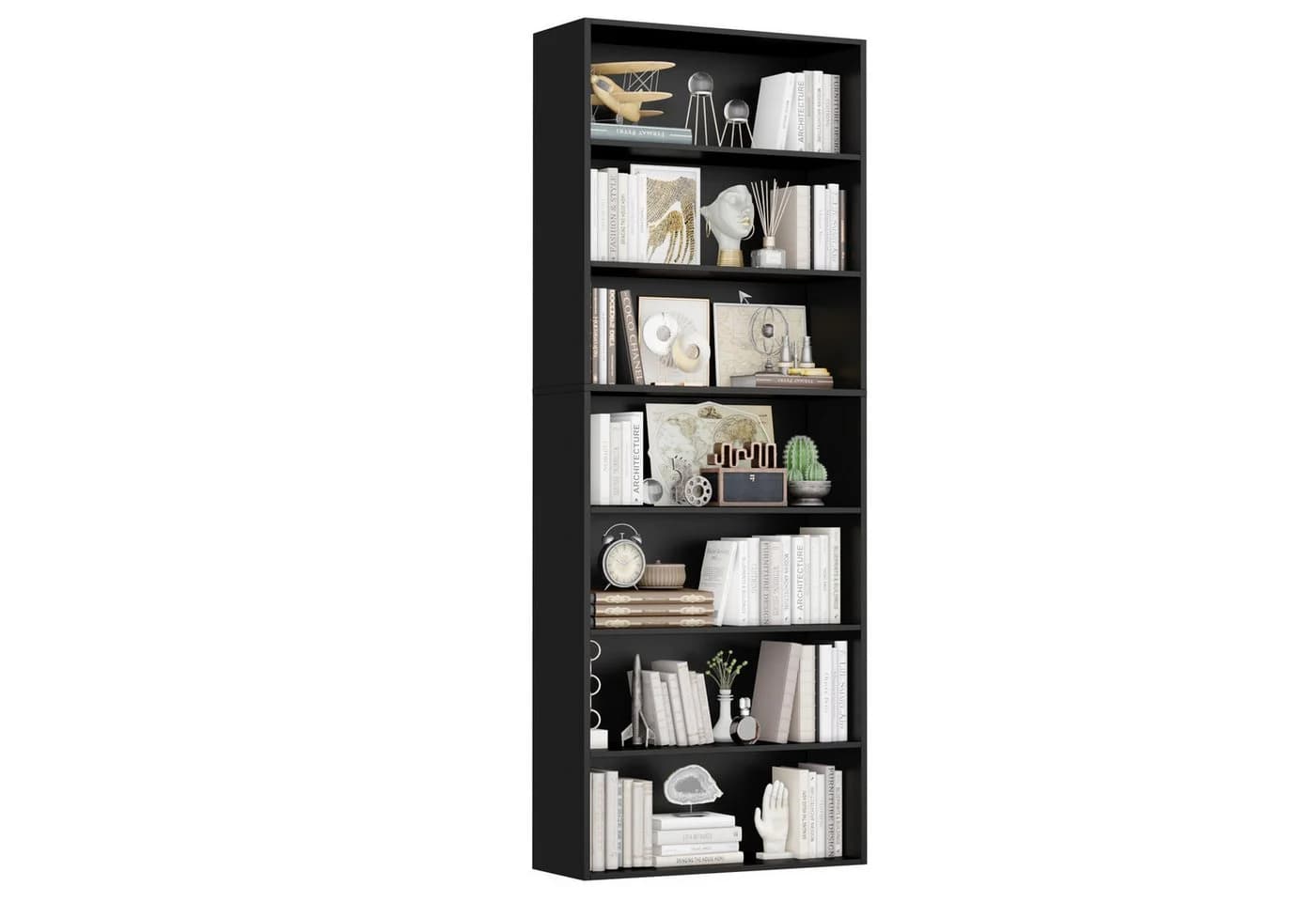 Homfa Bücherregal 210cm Standregal Bücherschrank 7 Fächer schwarz - Bild 2