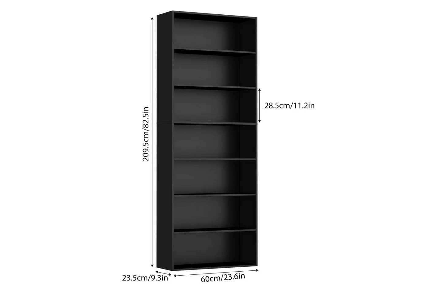 Homfa Bücherregal 210cm Standregal Bücherschrank 7 Fächer schwarz - Bild 3