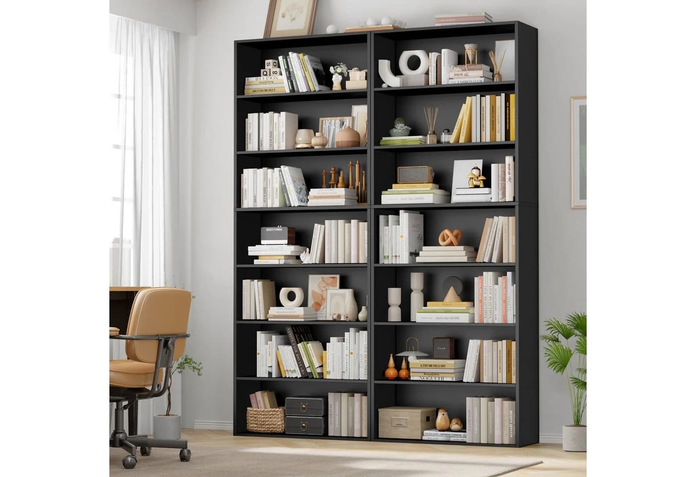 Homfa Bücherregal 210cm Standregal Bücherschrank 7 Fächer schwarz - Bild 5