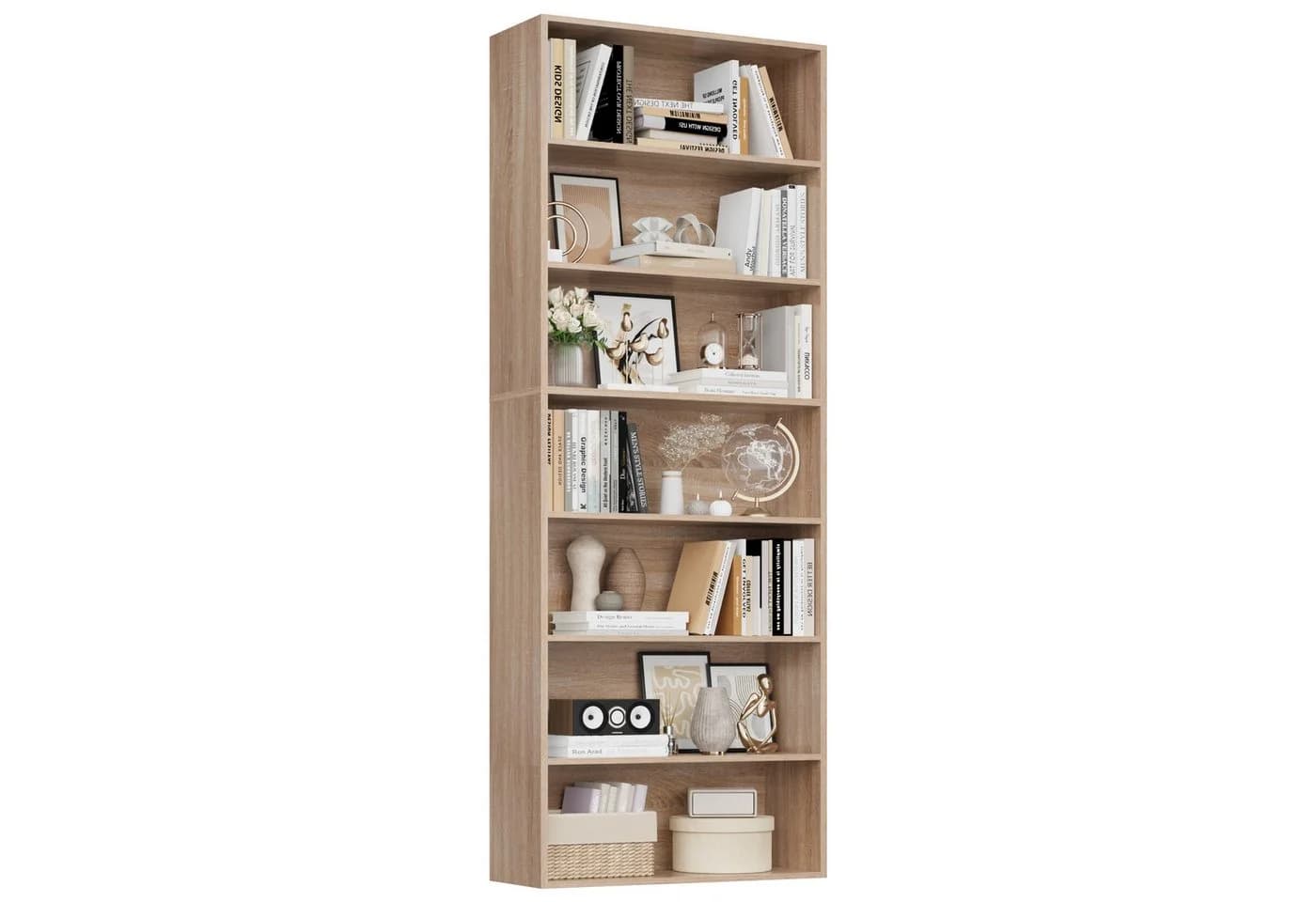 Homfa Bücherregal 210cm Standregal Bücherschrank 7 Fächer Eiche - Bild 2