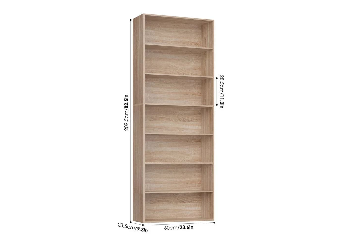Homfa Bücherregal 210cm Standregal Bücherschrank 7 Fächer Eiche - Bild 3