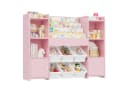 Homfa Kinderregal Kinderbücherregal Spiegelregal mit 6 Boxen Rosa Bild 2