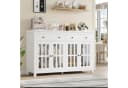 Homfa Sideboard Küchenschrank Buffetschrank 2 Schubladen 4 Glastüren 140x40x91cm Weiß Bild 1
