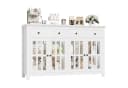 Homfa Sideboard Küchenschrank Buffetschrank 2 Schubladen 4 Glastüren 140x40x91cm Weiß Bild 2