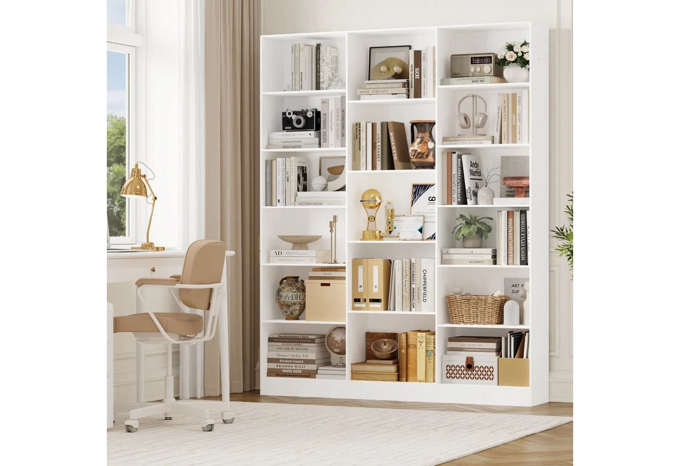 Homfa Bücherregal 188cm Standregal Büroregal Bücherschrank, 17 Fächer, Weiß - Bild 3
