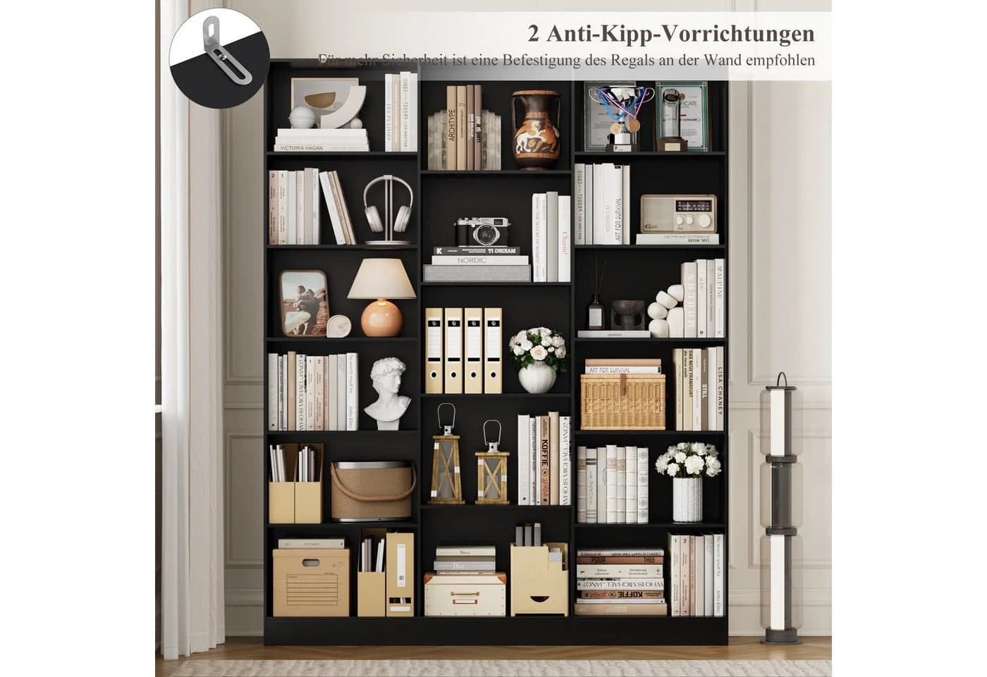Homfa Bücherregal 188cm Standregal Büroregal Bücherschrank, 17 Fächer, 149x23,5x188cm - Bild 5