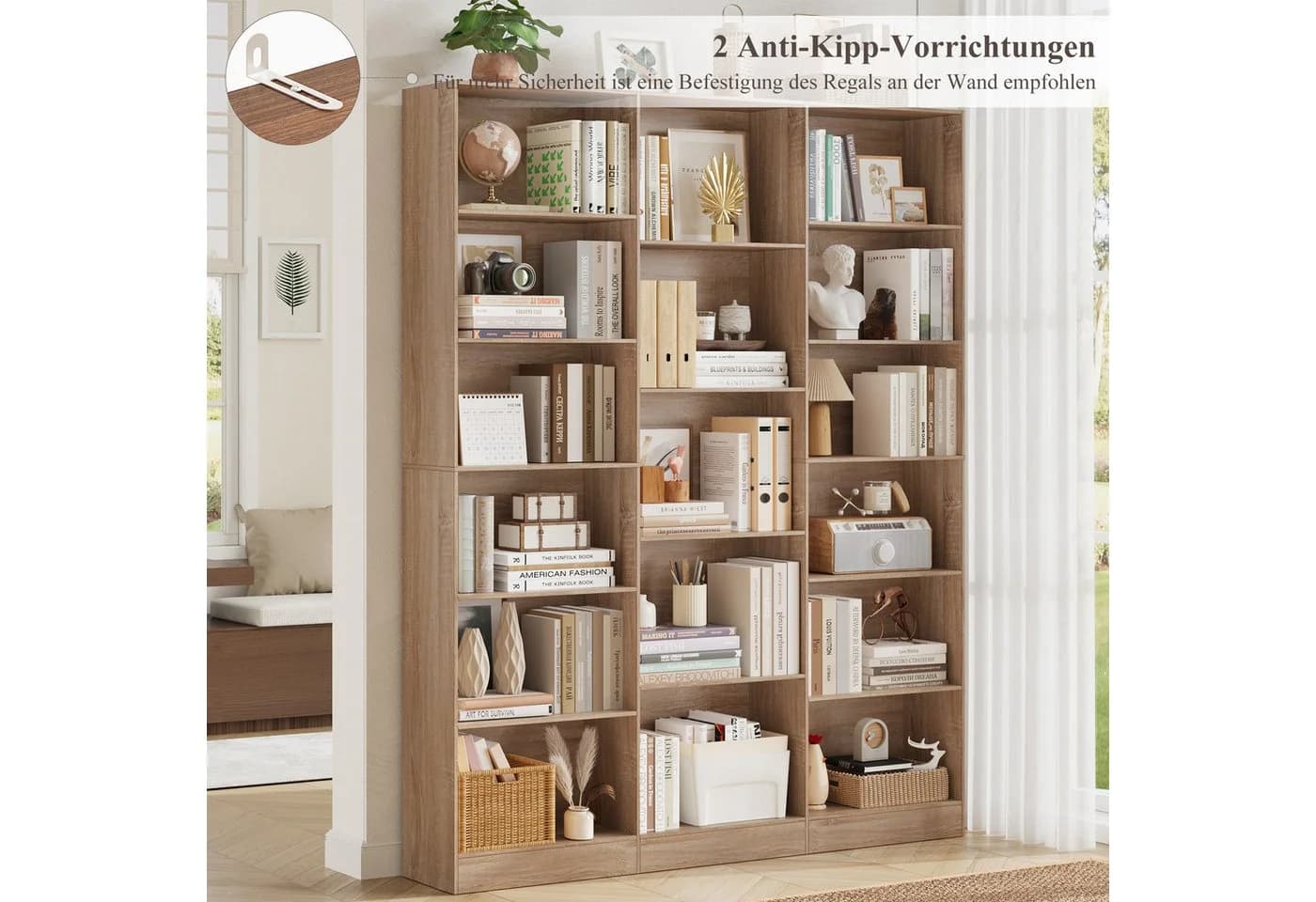 Homfa Bücherregal 188cm Standregal Büroregal Bücherschrank 17 Fächer 149x23,5x188cm - Bild 5