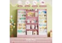Homfa Bücherregal Kinderregal 14 Ablagen Weiß/Grau-Grün 129x120x35 cm Bild 4