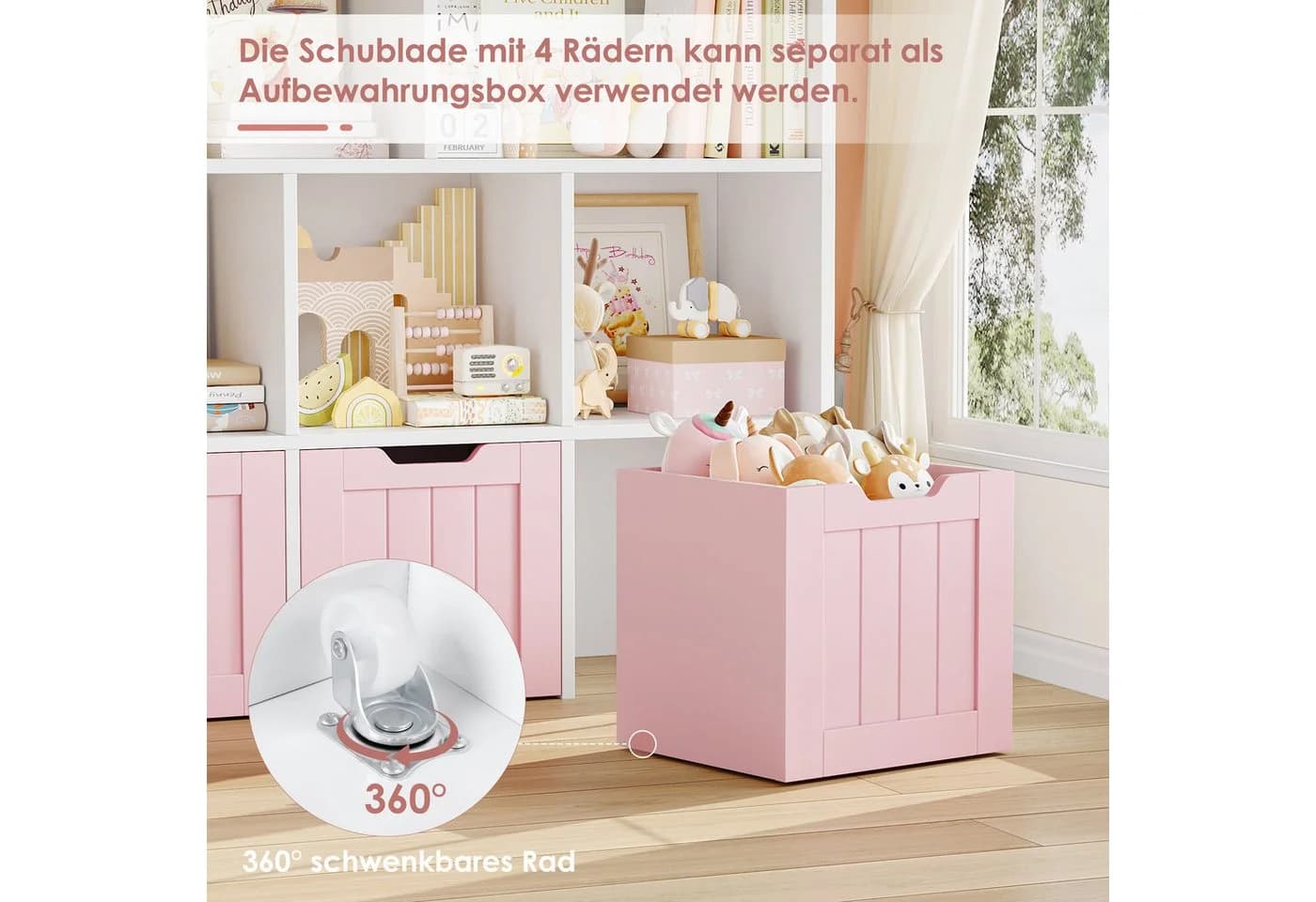 Homfa Kinderregal mit 3 Spielzeugkisten auf Rollen Weiß - Bild 5