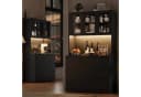 Homfa Küchenbuffet mit LED Küchenschrank Buffetschrank Sideboard schwarz mit Steckdosenleiste & Arbeitsplatte 180x100x38,5cm Bild 5