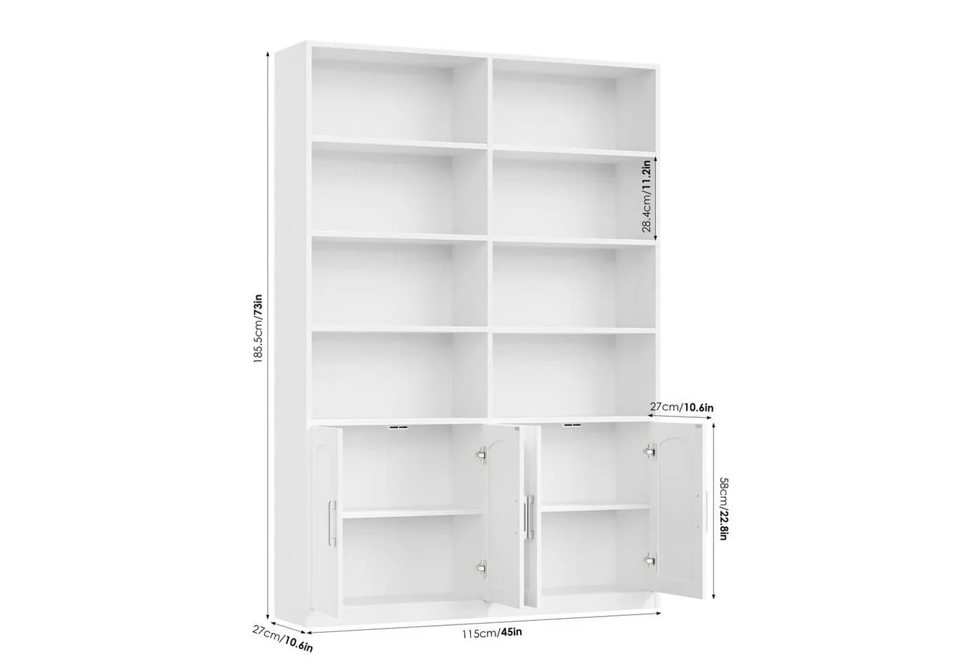 Homfa Bücherregal Standregal Bücherschrank 12 Fächer Holz 115x27x185,5 cm - Bild 3