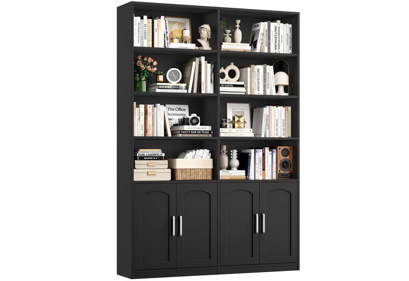 Homfa Bücherregal Standregal Bücherschrank 8 Fächer 4 Türen Holz 115x27x185,5 cm - Bild 2