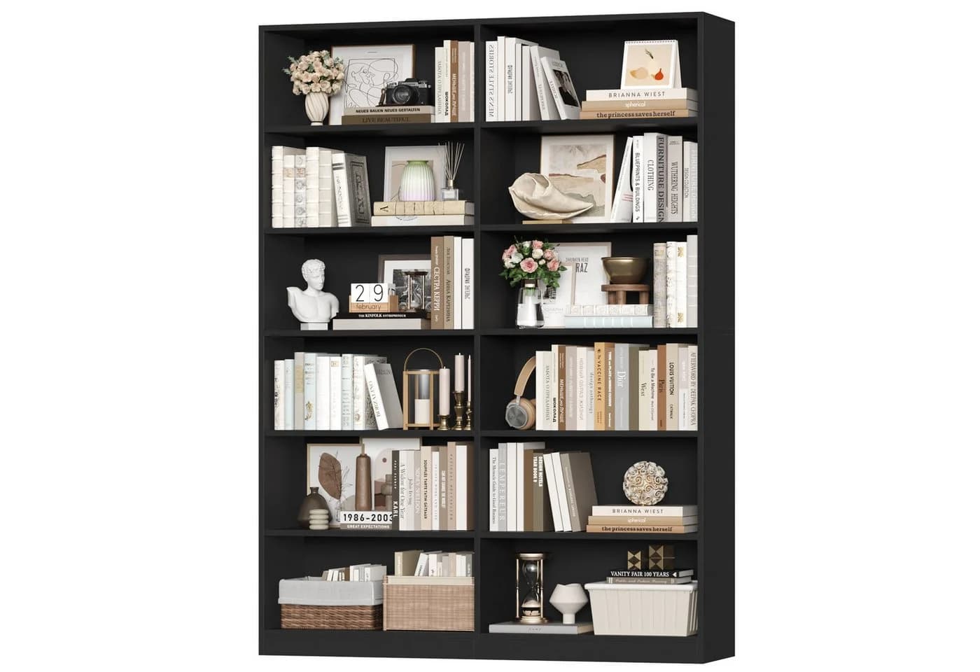 Homfa Bücherregal 12-Fach Raumteiler Holz Schwarz - Bild 2