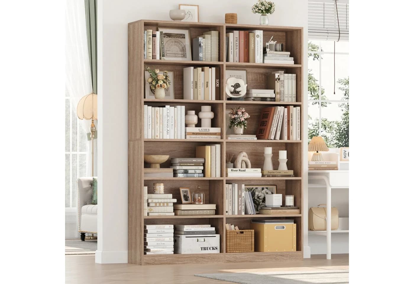 Homfa Bücherregal 188,7cm Standregal Büroregal Raumteiler, 12 Fächer Holz 120x30x188,7cm