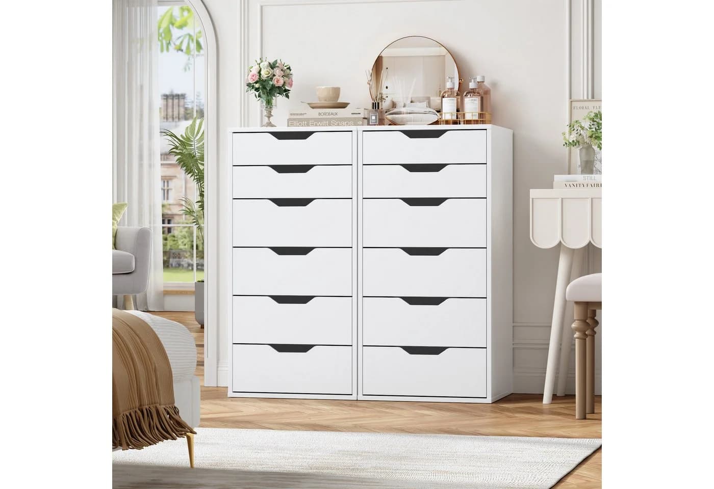 Homfa Kommode 6 Schubladen Weiß 45x40x90,5 cm - Bild 3