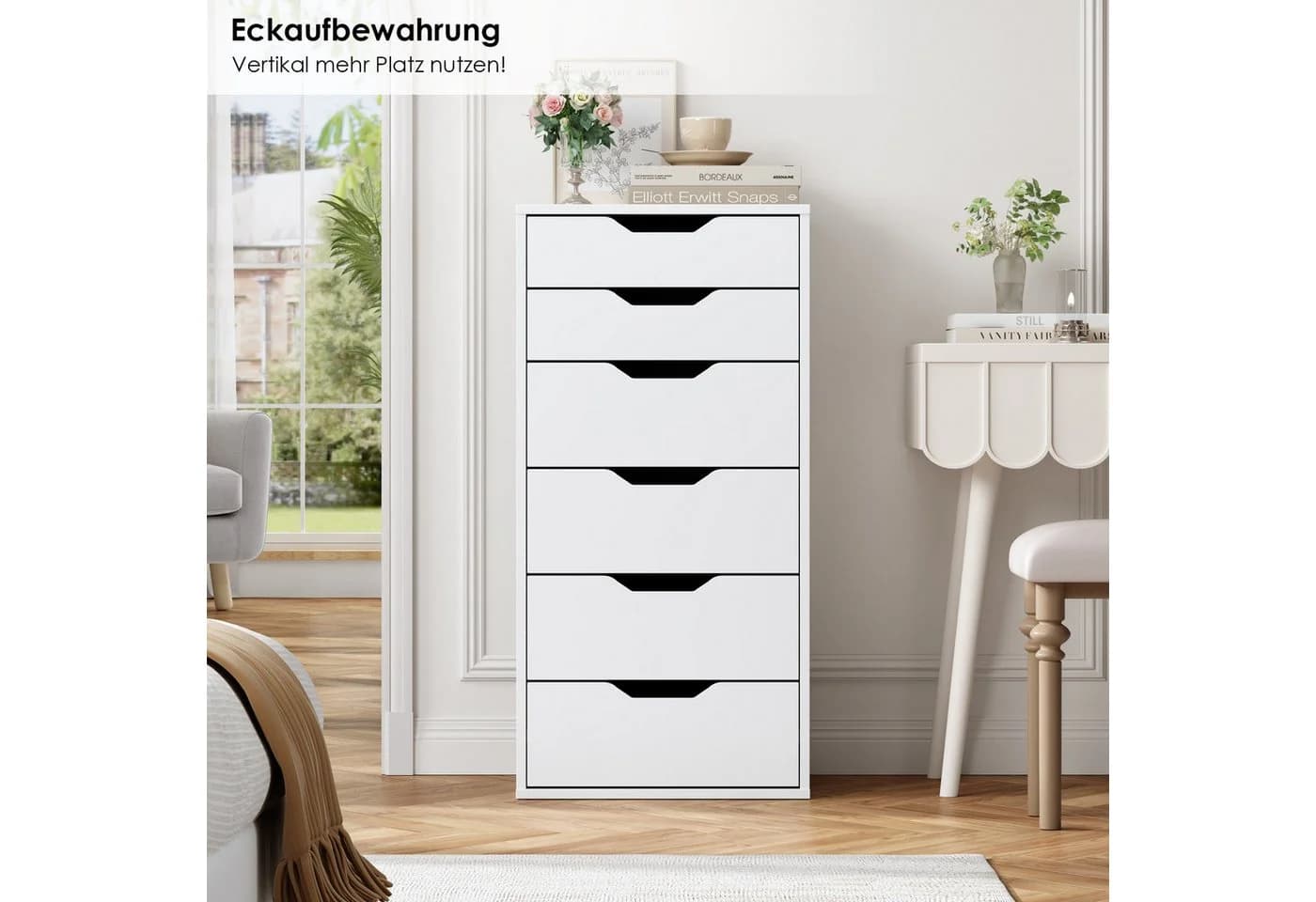 Homfa Kommode 6 Schubladen Weiß 45x40x90,5 cm - Bild 5