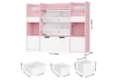 Homfa Spielzeugtruhe Kinderregal 2 Schubladen auf Rollen 4 Boxen Bücherregal Kinderbücherregal Spiegelregal mit Tür 122x100x30 cm Weiß und Rosa Bild 3