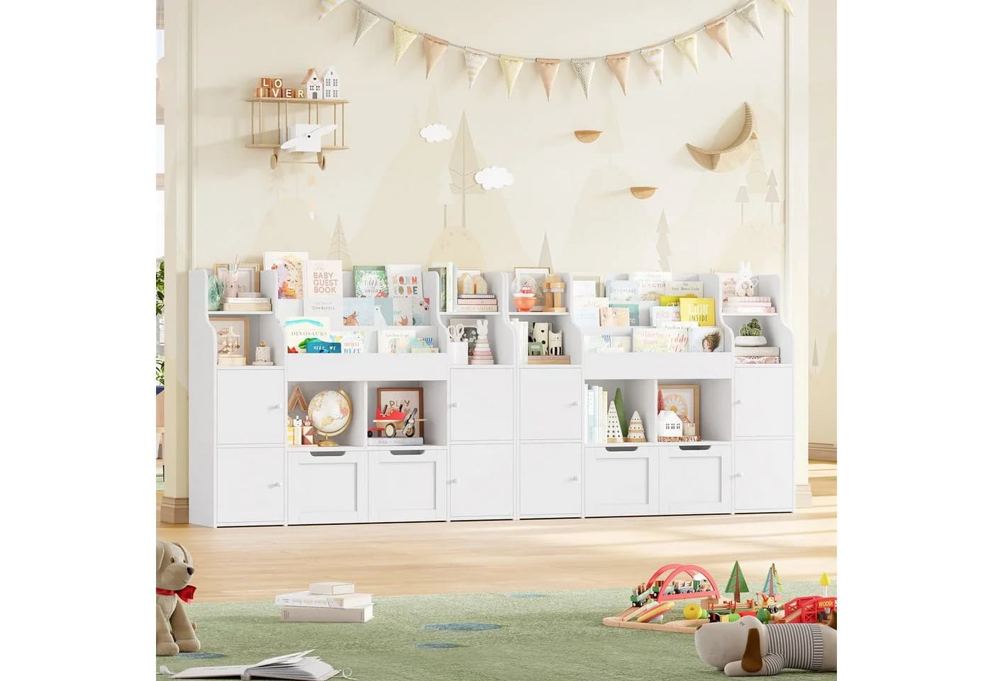 Homfa Kinderregal Spielzeugtruhe 2 Schubladen Weiß - Bild 5