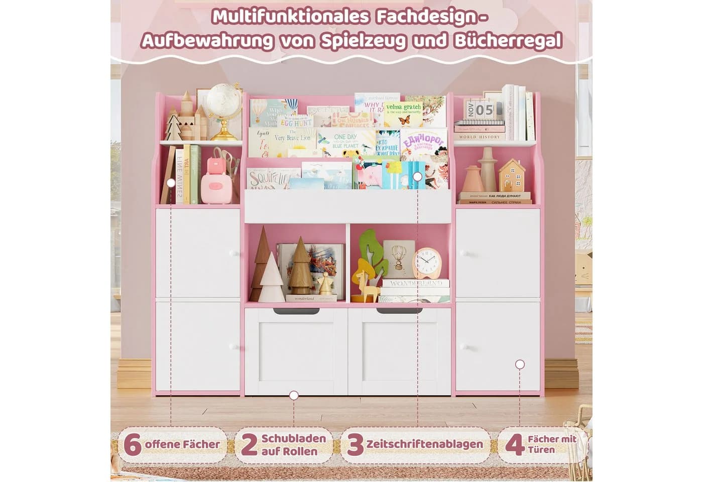 Modernes Kinderregal aus Holz und Kunststoff - Bild 4
