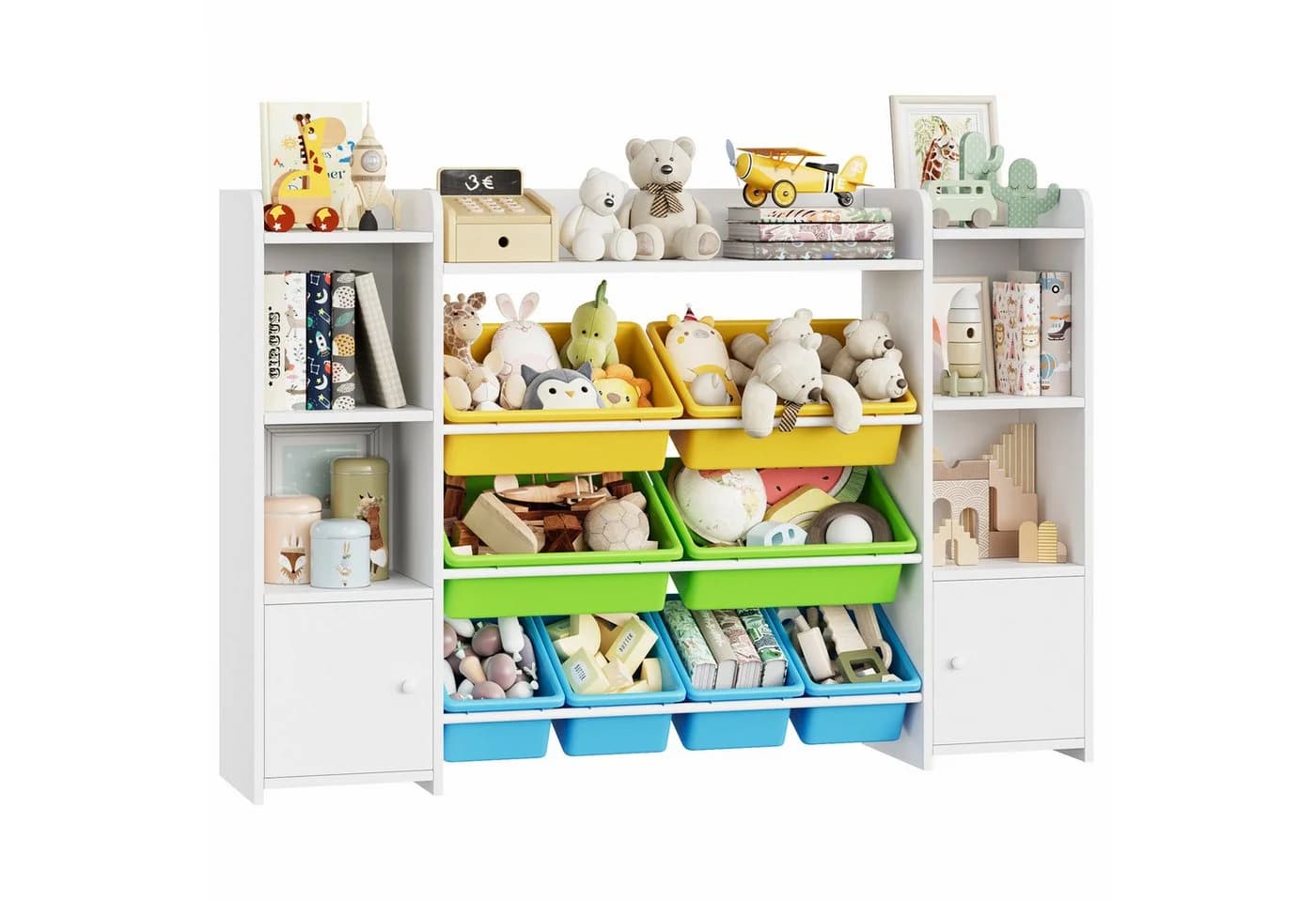 Homfa Spielzeugtruhe Kinderregal Bücherregal Spiegelregal 8 Boxen Weiß - Bild 2