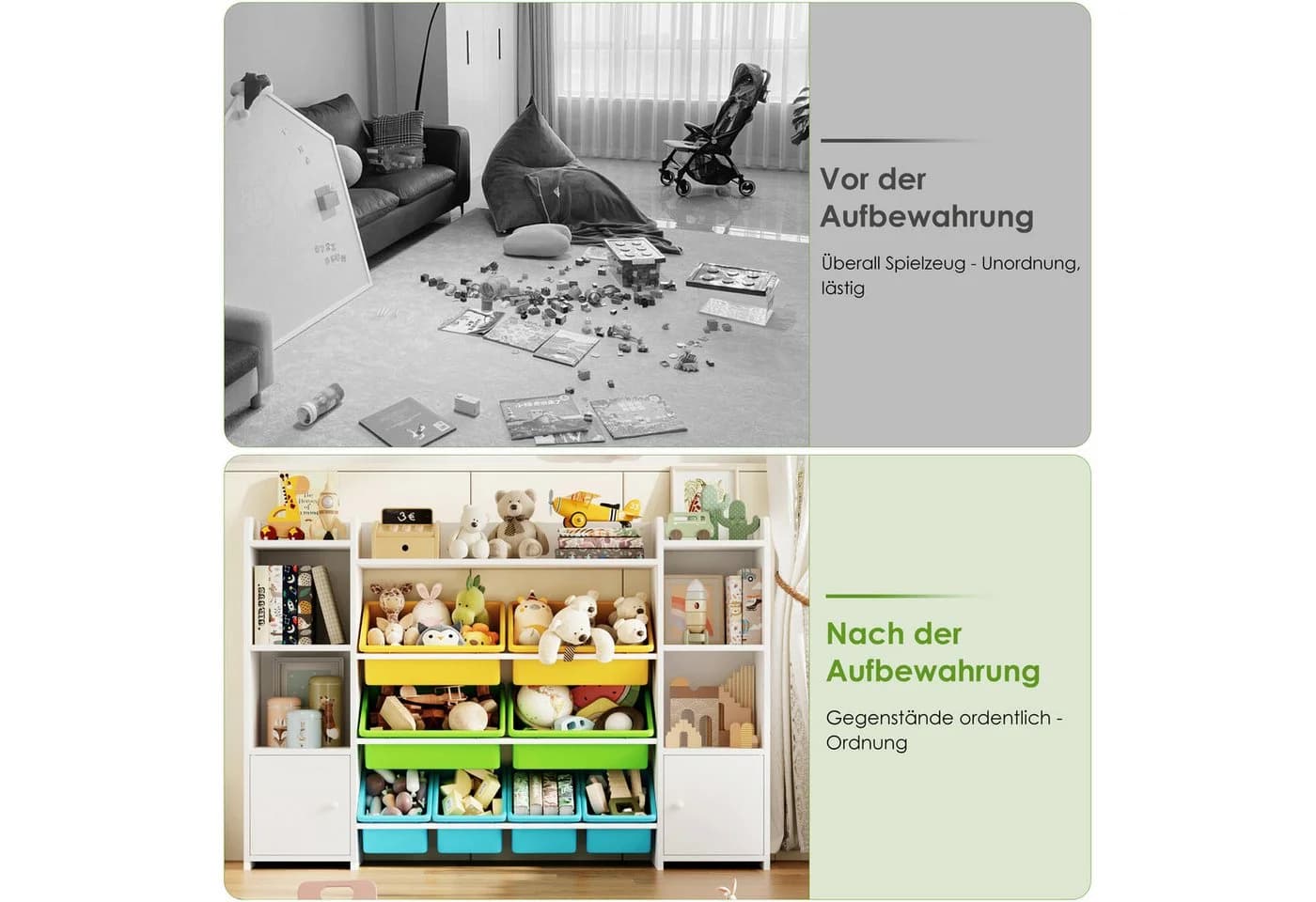 Homfa Spielzeugtruhe Kinderregal Bücherregal Spiegelregal 8 Boxen Weiß - Bild 5