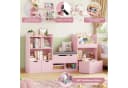 Homfa Sitzbank Kinderregal mit Schubladen und Rädern Weiß/Rosa Bild 4