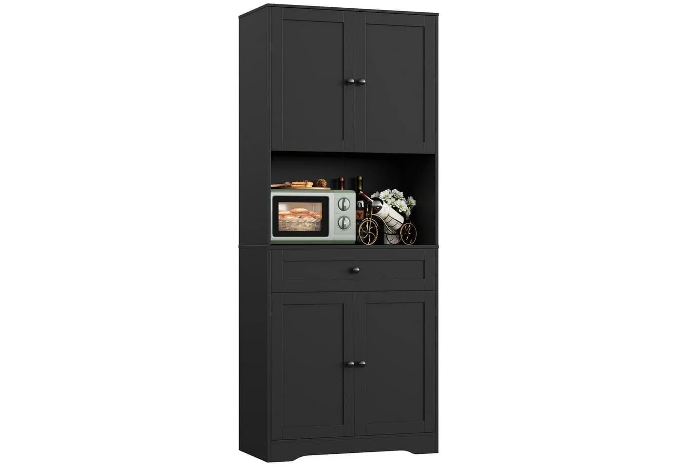 Homfa Küchenbuffet Küchenschrank 4 Türen Schwarz - Bild 2