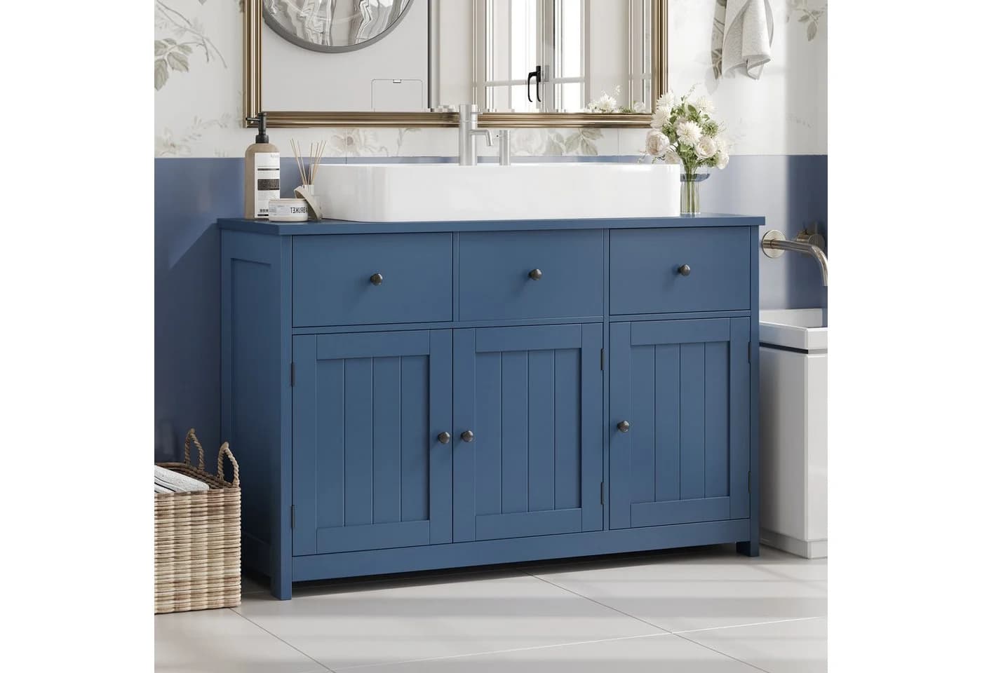 Homfa Waschbeckenunterschrank 100 cm Blau - Bild 4