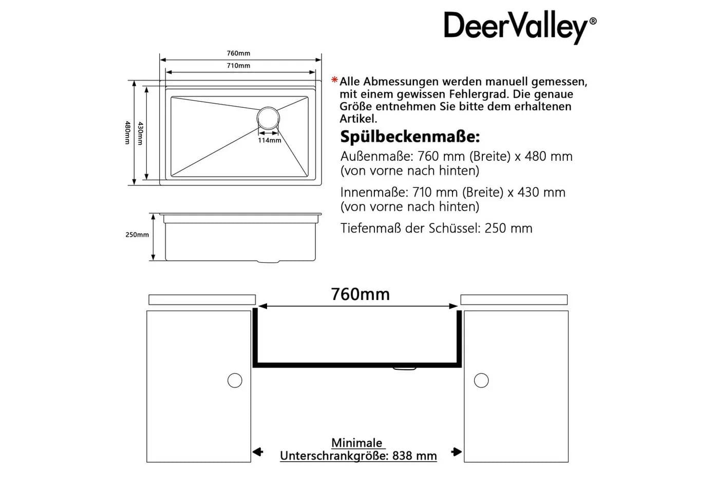DeerValley Küchenspüle Edelstahl Schwarz Nano-Beschichtung Set - Bild 3